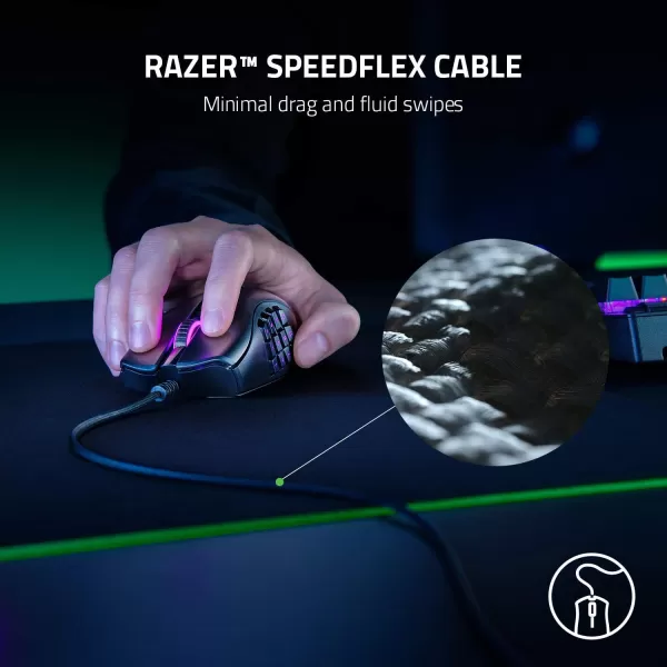 Razer Naga X Wired MMO Gaming Mouse 18K DPI Optical Sensor  2ndgen Optical Switch  Chroma RGB Lighting  16 Programmable Buttons  85g  Classic Black