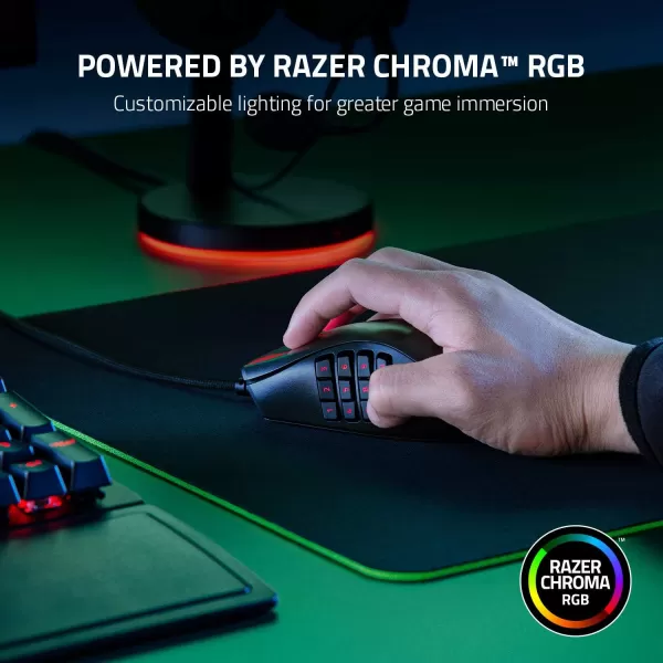 Razer Naga X Wired MMO Gaming Mouse 18K DPI Optical Sensor  2ndgen Optical Switch  Chroma RGB Lighting  16 Programmable Buttons  85g  Classic Black