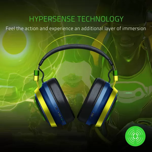 Razer Nari Ultimate Wireless 71 Surround Sound Gaming Headset THX Audio ampamp Haptic Feedback AutoAdjust Headband Chroma RGB Retractable Mic for PC PS4 PS5 Overwatch Lucio Edition