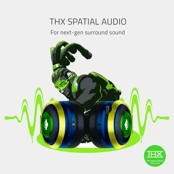 Razer Nari Ultimate Wireless 71 Surround Sound Gaming Headset THX Audio ampamp Haptic Feedback AutoAdjust Headband Chroma RGB Retractable Mic for PC PS4 PS5 Overwatch Lucio Edition