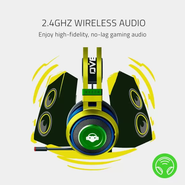 Razer Nari Ultimate Wireless 71 Surround Sound Gaming Headset THX Audio ampamp Haptic Feedback AutoAdjust Headband Chroma RGB Retractable Mic for PC PS4 PS5 Overwatch Lucio Edition