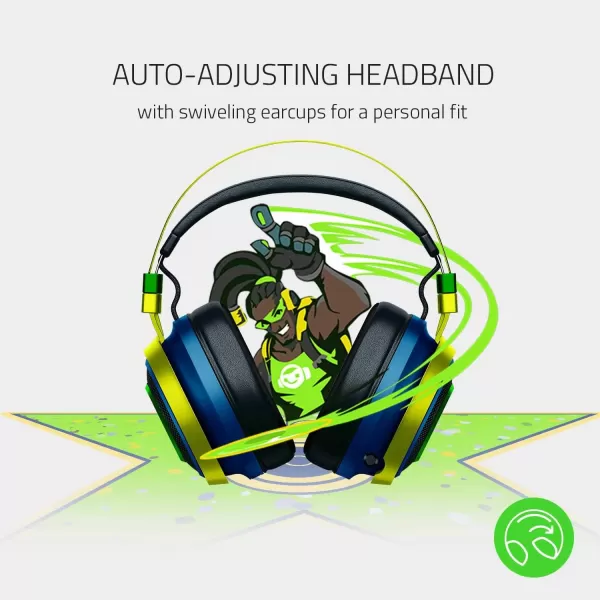Razer Nari Ultimate Wireless 71 Surround Sound Gaming Headset THX Audio ampamp Haptic Feedback AutoAdjust Headband Chroma RGB Retractable Mic for PC PS4 PS5 Overwatch Lucio Edition