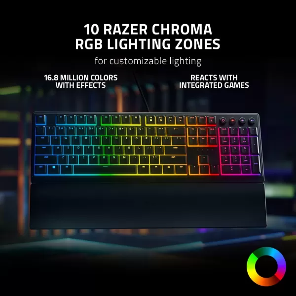 Razer Ornata V3 TKL Gaming Keyboard Low Profile Keys  Mecha Membrane Switches  UV Coated Keycaps  Backlit Media Keys  8 Zone RGB Lighting  Spill Resistant  Magnetic Wrist Wrest  Snap TapBlack