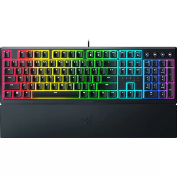 Razer Ornata V3 TKL Gaming Keyboard Low Profile Keys  Mecha Membrane Switches  UV Coated Keycaps  Backlit Media Keys  8 Zone RGB Lighting  Spill Resistant  Magnetic Wrist Wrest  Snap TapBlack