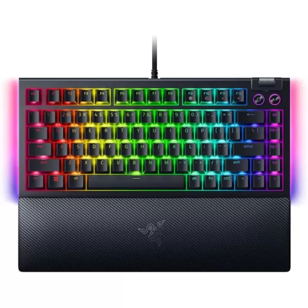 Razer BlackWidow V4 75 Mechanical Gaming Keyboard Hot Swappable Design  Compact ampamp Durable  Orange Tactile Switches  Chroma RGB  Roller ampamp Media Keys  Wrist Rest  Snap Tap  BlackBlack