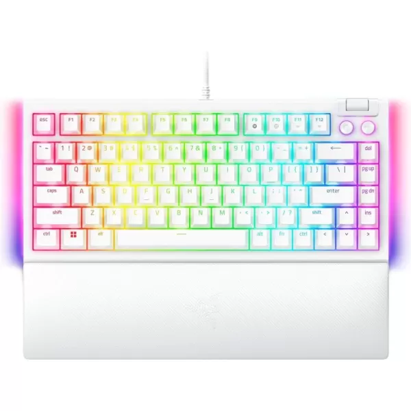 Razer BlackWidow V4 75 Mechanical Gaming Keyboard Hot Swappable Design  Compact ampamp Durable  Orange Tactile Switches  Chroma RGB  Roller ampamp Media Keys  Wrist Rest  Snap Tap  BlackWhite