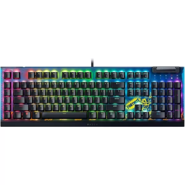 Razer BlackWidow V4 X Mechanical Gaming Keyboard Yellow Switches Linear ampamp Silent  6 Macro Keys  Chroma RGB  Doubleshot ABS Keycaps  Roller ampamp Media Keys  Snap TapFortnite Edition