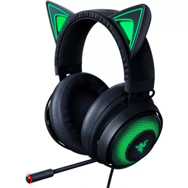 Razer Kraken Kitty RGB USB Gaming Headset THX 71 Spatial Surround Sound  Chroma RGB Lighting  Retractable Active Noise Cancelling Mic  Lightweight Aluminum Frame  for PC  Quartz PinkClassic Black