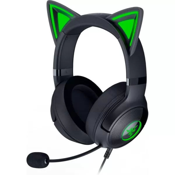 Razer Kraken Kitty V2 USB Wired RGB Headset Chroma Kitty Ears  Stream Reactive Lighting  HyperClear Cardioid Mic  Triforce 40 mm Drivers  71 Surround Sound  Classic BlackClassic Black