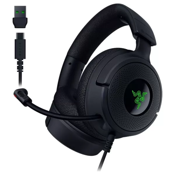 Razer Kraken V4 X Wired Gaming Headset 40 mm Drivers  Cardioid Mic  Memory Foam Cushions  Chroma RGB Lighting  Type C ampamp Type A Cable  for PC Mac PS5 Nintendo Switch Steam Deck Smartphone