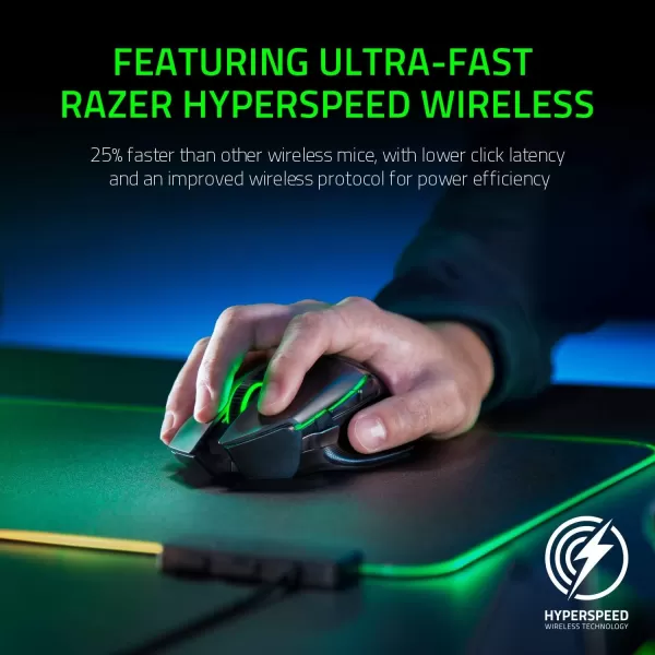 Razer Basilisk Ultimate Wireless Gaming Mouse 20K DPI Optical Sensor  11 Programmable Buttons  100Hr Battery  Classic BlackMouse  Dock