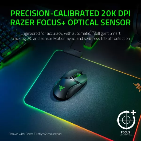 Razer Basilisk Ultimate Wireless Gaming Mouse 20K DPI Optical Sensor  11 Programmable Buttons  100Hr Battery  Classic BlackMouse  Dock