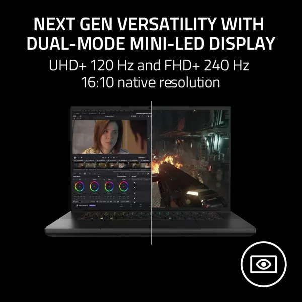 Razer Blade 16 Gaming Laptop NVIDIA GeForce RTX 408013th Gen Intel 24Core i9 HX CPU  16quot Dual Mode Mini LED 4K UHD 120Hz ampamp FHD 240Hz  32GB RAM  1TB SSD  Windows 11  Chroma RGB  MercuryClassic Black