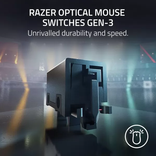 Razer DeathAdder V3 HyperSpeed Wireless Gaming Mouse 55g Lightweight  USB C Charging  Up to 100 Hr Battery  Advanced 26K Optical Sensor  Gen3 Optical Switches  8 Programmable Controls  Black