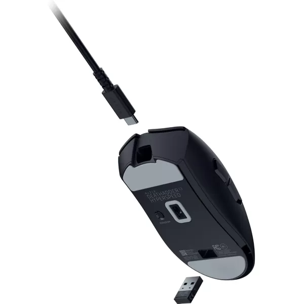 Razer DeathAdder V3 HyperSpeed Wireless Gaming Mouse 55g Lightweight  USB C Charging  Up to 100 Hr Battery  Advanced 26K Optical Sensor  Gen3 Optical Switches  8 Programmable Controls  Black