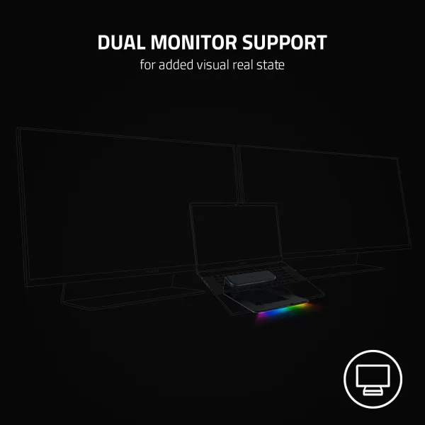 Razer Laptop Stand Chroma V2 USB C Hub with 4K HDMI 2 USB 31 PD 100W  Ergonomic Design  Anodized Aluminum Construction  Customizable Chroma RGB Lighting  Matte BlackChroma V2