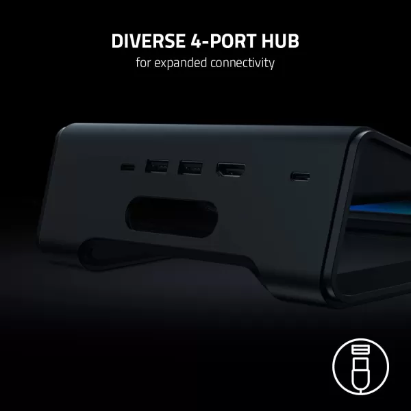 Razer Laptop Stand Chroma V2 USB C Hub with 4K HDMI 2 USB 31 PD 100W  Ergonomic Design  Anodized Aluminum Construction  Customizable Chroma RGB Lighting  Matte BlackChroma V2