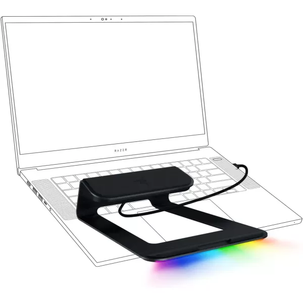 Razer Laptop Stand Chroma V2 USB C Hub with 4K HDMI 2 USB 31 PD 100W  Ergonomic Design  Anodized Aluminum Construction  Customizable Chroma RGB Lighting  Matte BlackChroma V2