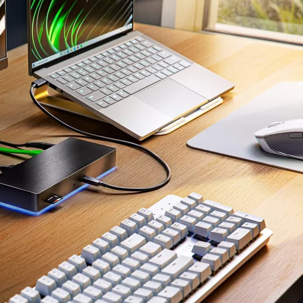 Razer Laptop Stand Ergonomic Design  Anodized Aluminum Construction  Mercury White