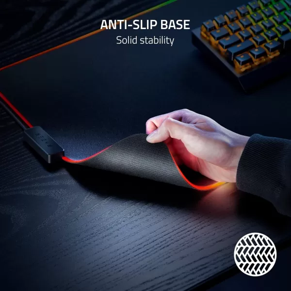 Razer Strider Hybrid Mouse Mat with a Soft Base ampamp Smooth Glide Firm Gliding Surface  AntiSlip Base  Rollable ampamp Portable  AntiFraying Stitched Edges  WaterResistant  Large  Quartz PinkChroma