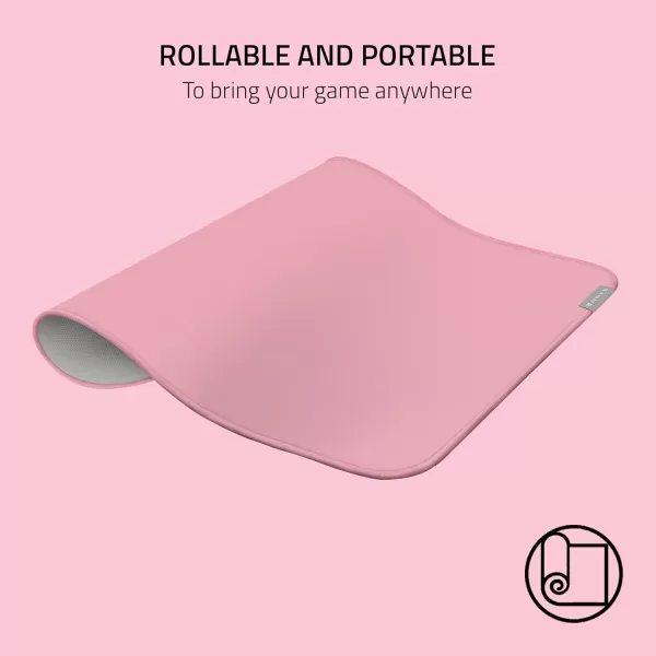 Razer Strider Hybrid Mouse Mat with a Soft Base ampamp Smooth Glide Firm Gliding Surface  AntiSlip Base  Rollable ampamp Portable  AntiFraying Stitched Edges  WaterResistant  Large  Quartz PinkQuartz Pink