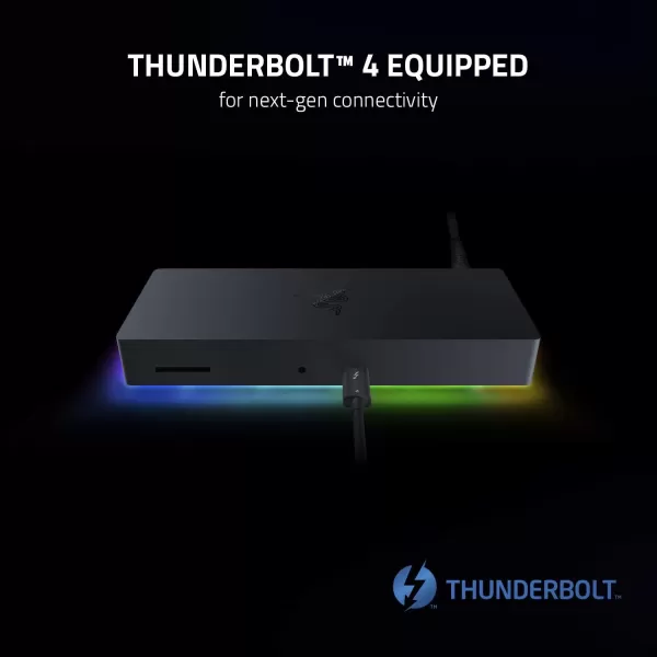 Razer Thunderbolt 4 Dock 10 Ports in 1  Dual 4K or Single 8K Output  USB A and C Hub 25 GbE Thunderbolt 3 Mac and PC Compatible  Thunderbolt 4 Certified  Passthrough Charging  Mercury WhiteClassic Black with RGB Lighting