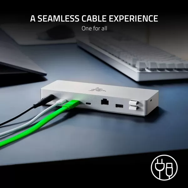 Razer Thunderbolt 4 Dock 10 Ports in 1  Dual 4K or Single 8K Output  USB A and C Hub 25 GbE Thunderbolt 3 Mac and PC Compatible  Thunderbolt 4 Certified  Passthrough Charging  Mercury WhiteMercury White