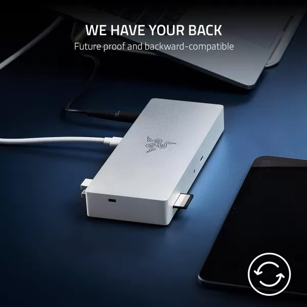 Razer Thunderbolt 4 Dock 10 Ports in 1  Dual 4K or Single 8K Output  USB A and C Hub 25 GbE Thunderbolt 3 Mac and PC Compatible  Thunderbolt 4 Certified  Passthrough Charging  Mercury WhiteMercury White