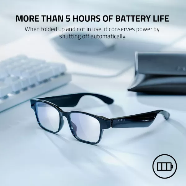 Razer Anzu Smart Glasses Blue Light Filtering ampamp Polarized Sunglass Lenses  Low Latency Audio  Builtin Mic ampamp Speakers  Touch ampamp Voice Assistant Compatible  5hrs Battery  RoundLargeLarge