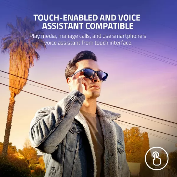 Razer Anzu Smart Glasses Blue Light Filtering ampamp Polarized Sunglass Lenses  Low Latency Audio  Builtin Mic ampamp Speakers  Touch ampamp Voice Assistant Compatible  5hrs Battery  RoundLargeSmall