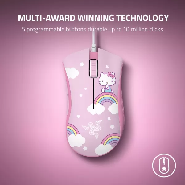 Razer DeathAdder Essential  Goliathus Medium Bundle 6400 DPI Optical Sensor  5 Programmable Buttons  Mechanical Switches  Smooth Gaming Mat  AntiSlip Rubber Base  Hello Kitty ampamp Friends Edition