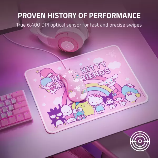 Razer DeathAdder Essential  Goliathus Medium Bundle 6400 DPI Optical Sensor  5 Programmable Buttons  Mechanical Switches  Smooth Gaming Mat  AntiSlip Rubber Base  Hello Kitty ampamp Friends Edition