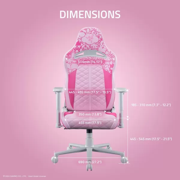 Razer Enki X Essential Gaming Chair AllDay Comfort  Builtin Lumbar Arch  Optimized Cushion Density  DualTextured Synthetic Leather  Adjustable 152degree Recline  Hello Kitty ampamp Friends