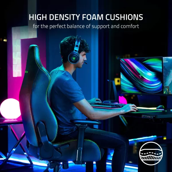 Razer Iskur XL Gaming Chair Ergonomic Lumbar Support System  MultiLayered Synthetic Leather Foam Cushions  Engineered to Carry  Memory Foam Head Cushion  BlackGreenBlackGreen