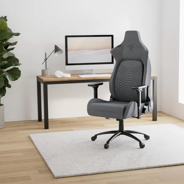 Razer Iskur XL Gaming Chair Ergonomic Lumbar Support System  MultiLayered Synthetic Leather Foam Cushions  Engineered to Carry  Memory Foam Head Cushion  BlackGreenGrey Fabric