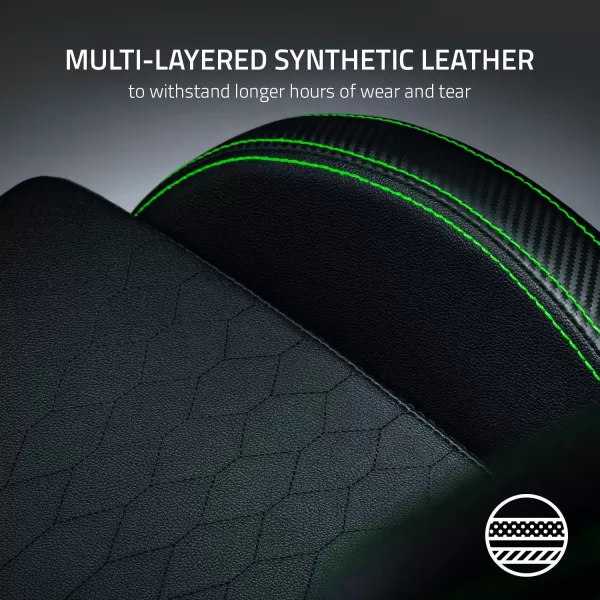Razer Iskur XL Gaming Chair Ergonomic Lumbar Support System  MultiLayered Synthetic Leather Foam Cushions  Engineered to Carry  Memory Foam Head Cushion  BlackGreenBlackGreen