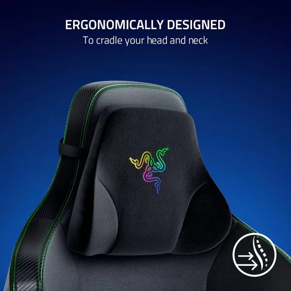Razer Iskur XL Gaming Chair Ergonomic Lumbar Support System  MultiLayered Synthetic Leather Foam Cushions  Engineered to Carry  Memory Foam Head Cushion  BlackGreenBlack