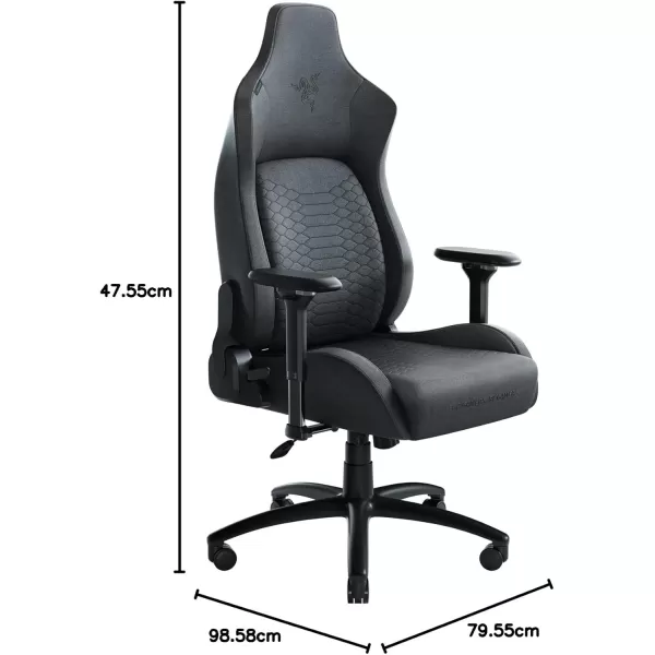 Razer Iskur XL Gaming Chair Ergonomic Lumbar Support System  MultiLayered Synthetic Leather Foam Cushions  Engineered to Carry  Memory Foam Head Cushion  BlackGreenGrey Fabric