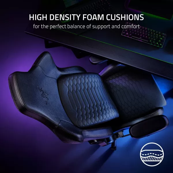 Razer Iskur XL Gaming Chair Ergonomic Lumbar Support System  MultiLayered Synthetic Leather Foam Cushions  Engineered to Carry  Memory Foam Head Cushion  BlackGreenBlack