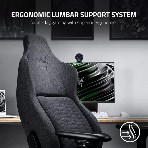 Razer Iskur XL Gaming Chair Ergonomic Lumbar Support System  MultiLayered Synthetic Leather Foam Cushions  Engineered to Carry  Memory Foam Head Cushion  BlackGreenGrey Fabric
