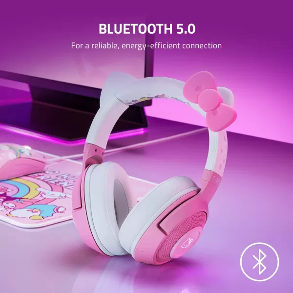 Razer Kraken BT Headset Bluetooth 5040ms Low Latency Connection  CustomTuned 40mm Drivers  Beamforming Microphone  Powered by Razer Chroma  Hello Kitty ampamp Friends EditionHeadset