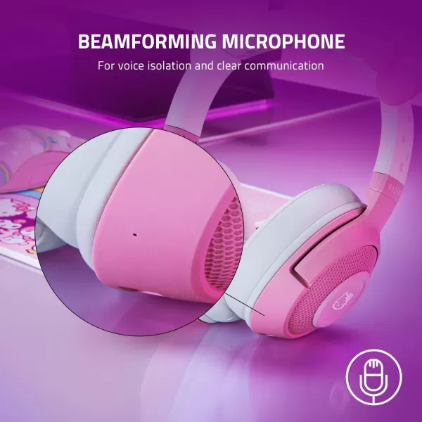 Razer Kraken BT Headset Bluetooth 5040ms Low Latency Connection  CustomTuned 40mm Drivers  Beamforming Microphone  Powered by Razer Chroma  Hello Kitty ampamp Friends EditionHeadset