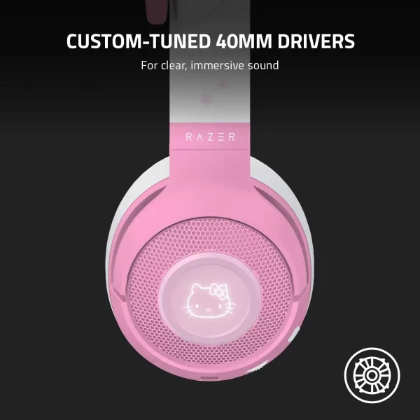 Razer Kraken BT Headset Bluetooth 5040ms Low Latency Connection  CustomTuned 40mm Drivers  Beamforming Microphone  Powered by Razer Chroma  Hello Kitty ampamp Friends EditionHeadset