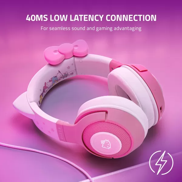Razer Kraken BT Headset Bluetooth 5040ms Low Latency Connection  CustomTuned 40mm Drivers  Beamforming Microphone  Powered by Razer Chroma  Hello Kitty ampamp Friends EditionHeadset