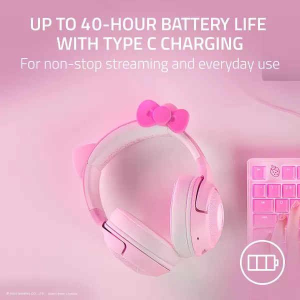 Razer Kraken Kitty V2 BT Wireless RGB Headset Chroma RGB  Bluetooth 5240 mm Drivers  NoiseCancelling Mics  Lightweight  40 Hr Battery wType C Charging  Hello Kitty ampamp Friends Edition