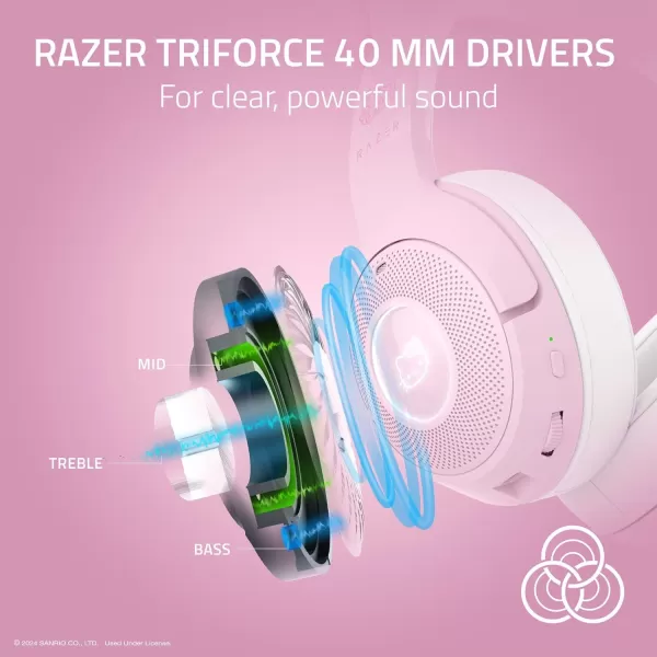 Razer Kraken Kitty V2 BT Wireless RGB Headset Chroma RGB  Bluetooth 5240 mm Drivers  NoiseCancelling Mics  Lightweight  40 Hr Battery wType C Charging  Hello Kitty ampamp Friends Edition