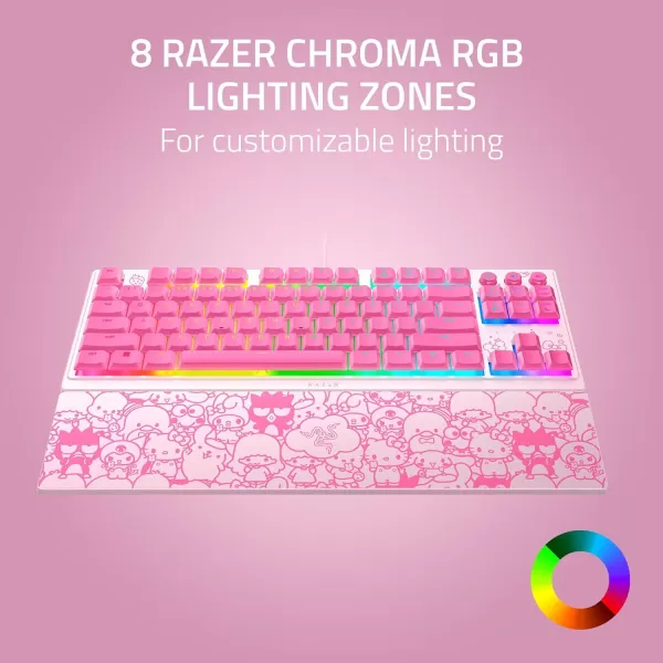 Razer Ornata V3 TKL Gaming Keyboard LowProfile Keys  MechaMembrane Switches  UVCoated Keycaps  Backlit Media Keys  8Zone RGB Lighting  Magnetic Wrist Wrest  Hello Kitty ampamp Friends Edition