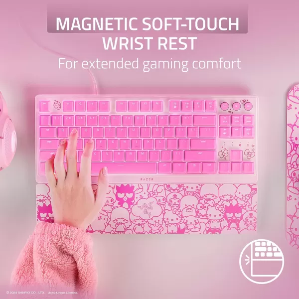 Razer Ornata V3 TKL Gaming Keyboard LowProfile Keys  MechaMembrane Switches  UVCoated Keycaps  Backlit Media Keys  8Zone RGB Lighting  Magnetic Wrist Wrest  Hello Kitty ampamp Friends Edition