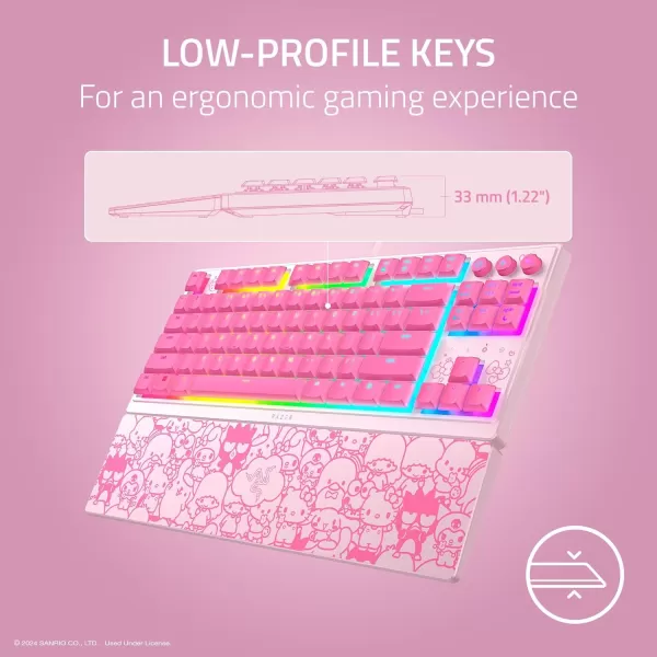 Razer Ornata V3 TKL Gaming Keyboard LowProfile Keys  MechaMembrane Switches  UVCoated Keycaps  Backlit Media Keys  8Zone RGB Lighting  Magnetic Wrist Wrest  Hello Kitty ampamp Friends Edition