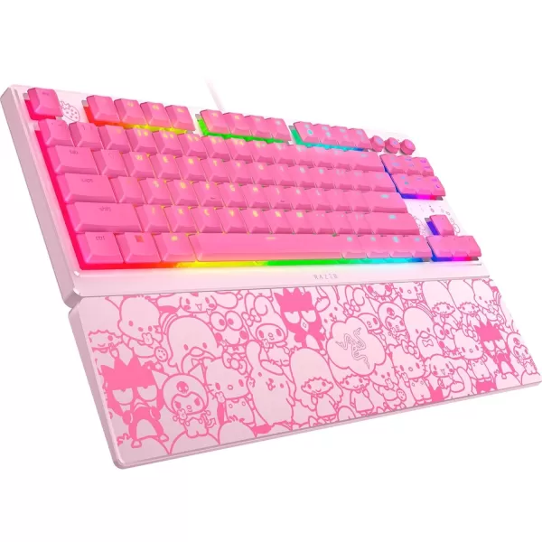 Razer Ornata V3 TKL Gaming Keyboard LowProfile Keys  MechaMembrane Switches  UVCoated Keycaps  Backlit Media Keys  8Zone RGB Lighting  Magnetic Wrist Wrest  Hello Kitty ampamp Friends Edition